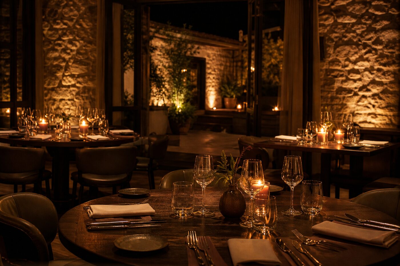 Salle de La Table du Lot le soir